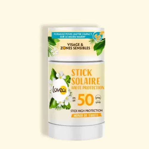 LOVEA STICK SOLAIRE VISAGE & ZONES SENSIBLES MONOI DE TAHITI HAUTE PROTECTION SPF50 40GR