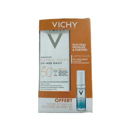 PACK VICHY CAPITAL SOLEIL UV-AGE DAILY FLUIDE ANTI-PHOTOVIEILLISSEMENT SPF50+ 40ML+VICHY MINERAL BOOSTER 89 10ML (OFFERT)