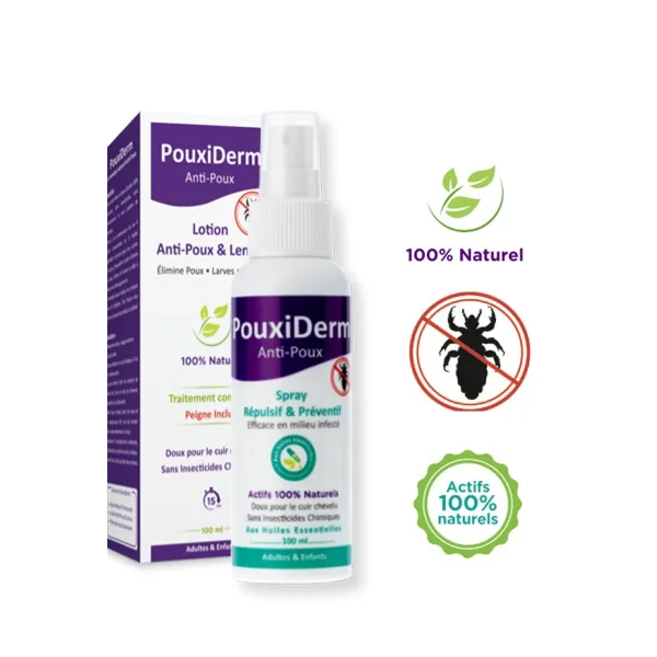 Pouxiderm Spray Repulsif et Preventif Anti-Poux 100ml