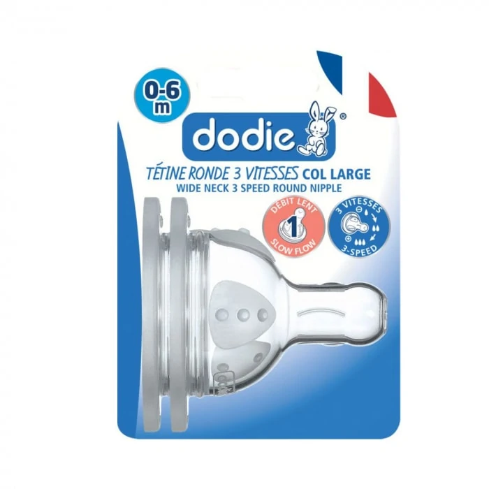Dodie Tetines Plates Col Large 3 Vitesses 0-6 Mois X2