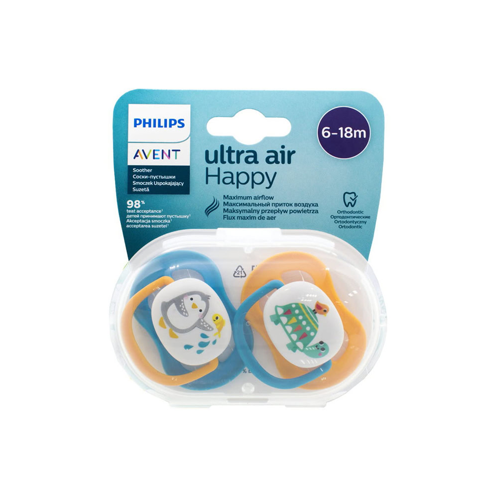Philips Avent 2 sucettes Ultra Air Animals Garçon 6-18 mois