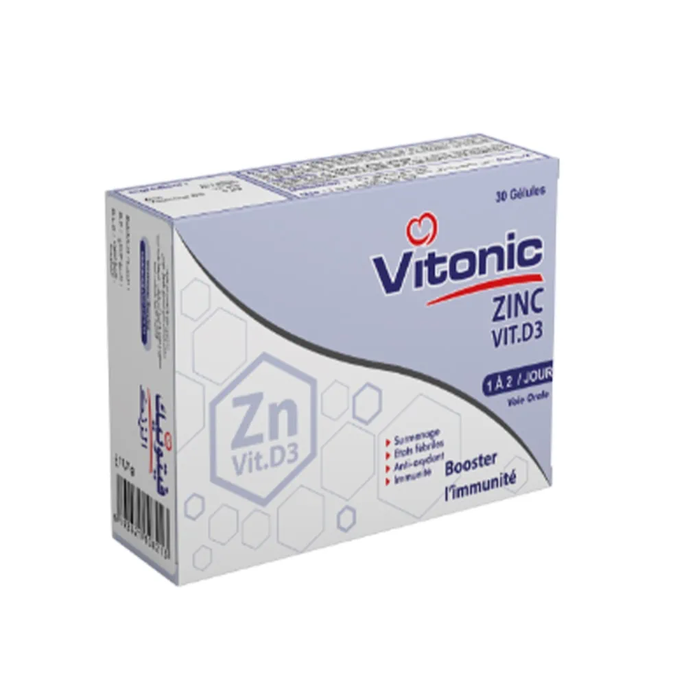 VITONIC Zinc Vitamine D3 Booster l’Immunité 30 Gélules