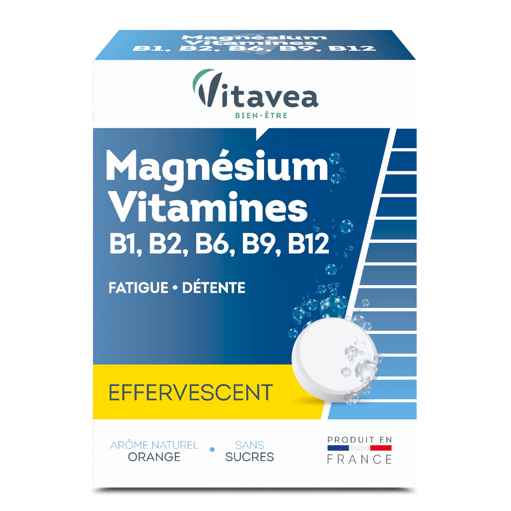 Vitavea Magnésium Vitamines B1 B2 B6 B9 B12, 24 Comprimés Effervescents