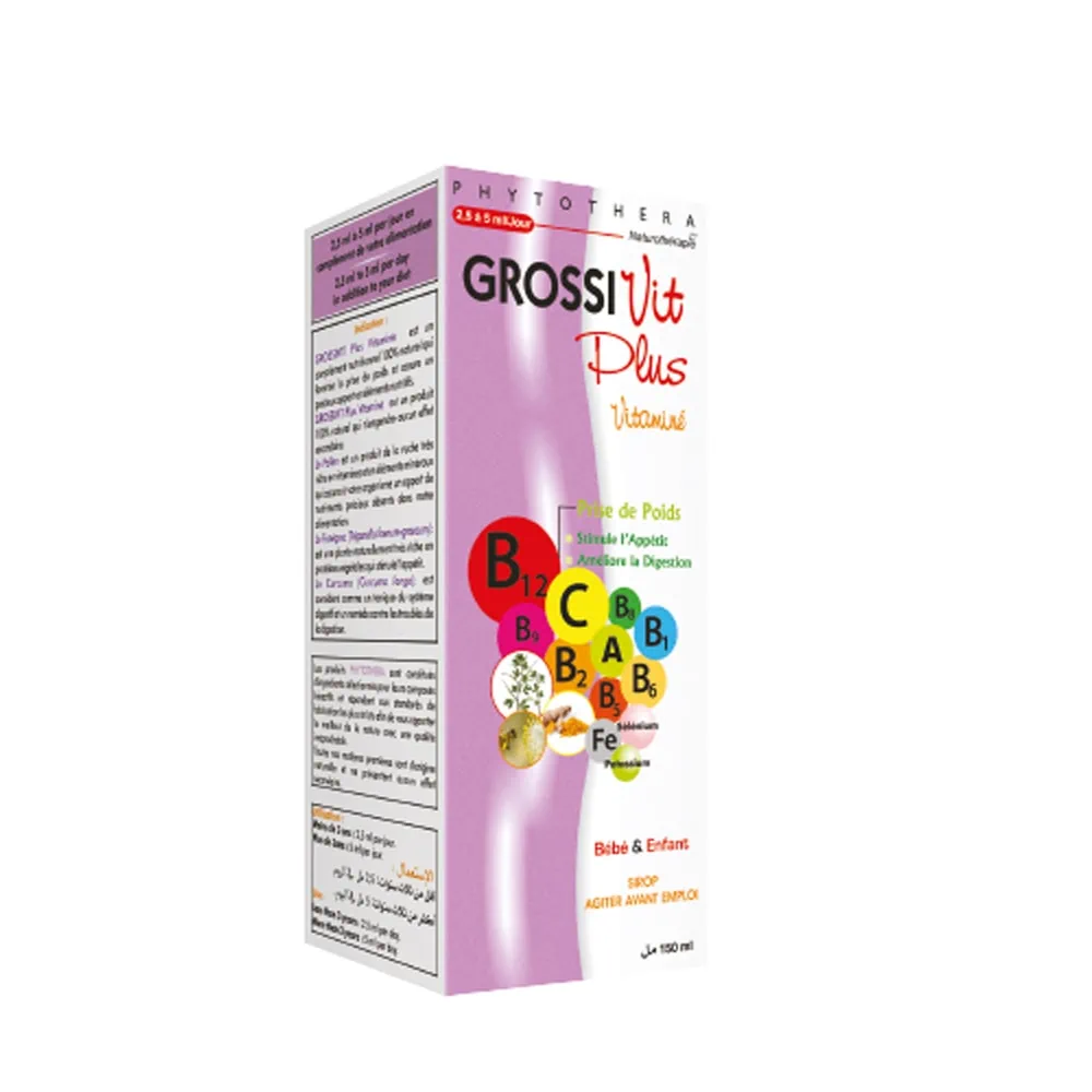 Phytothéra Grossivit Plus Vitamine Sirop Bébé et Enfant 150 ml