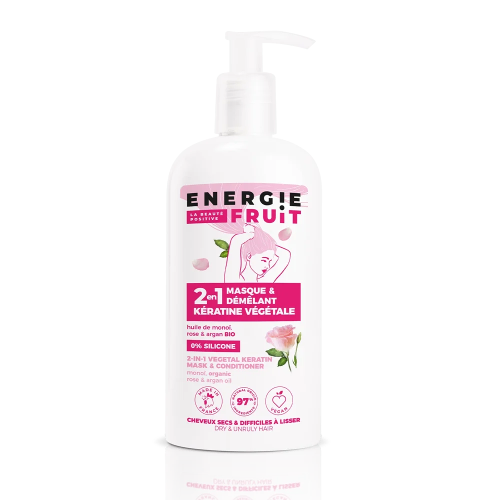 Energie Fruit 2en1 Masque Démêlant Kératine Végétale à l’Huile de Monoï, Rose et Argan 300ml